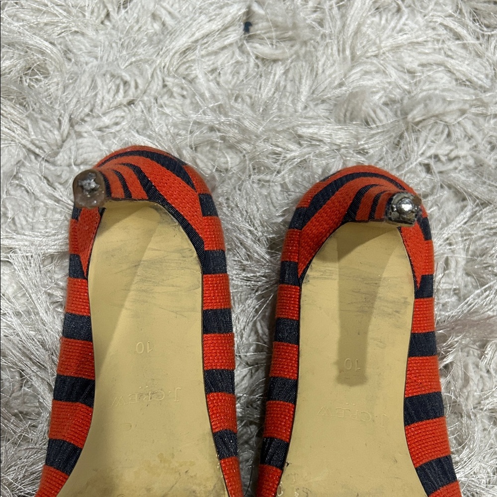J.Crew Striped Red and Navy Blue Bow Women's Heels - Picture 6 of 6